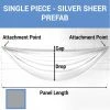 Single Piece - Silver Sheer Prefabricated Ceiling Drape Panel - Choose Length And Drop! -Event Decoration Sales Shop SINGLE PANEL SILVER SHEER PREFAB 1