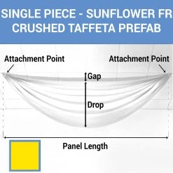 Single Piece - Sun Flower Crushed Taffeta Prefabricated Ceiling Drape Panel - Choose Length And Drop!