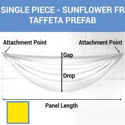 Single Piece - Sun Flower Taffeta Prefabricated Ceiling Drape Panel - Choose Length And Drop!