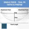 Single Piece - Teal Taffeta Prefabricated Ceiling Drape Panel - Choose Length And Drop! -Event Decoration Sales Shop SINGLE PANEL TEAL FR TAFFETA PREFAB 1