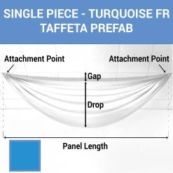 Single Piece - Turquoise Taffeta Prefabricated Ceiling Drape Panel - Choose Length And Drop!