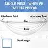 Single Piece - White Taffeta Prefabricated Ceiling Drape Panel - Choose Length And Drop! -Event Decoration Sales Shop SINGLE PANEL WHITE FR TAFFETA PREFAB 1