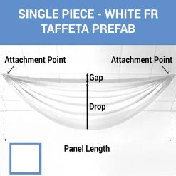 Single Piece - White Taffeta Prefabricated Ceiling Drape Panel - Choose Length And Drop!
