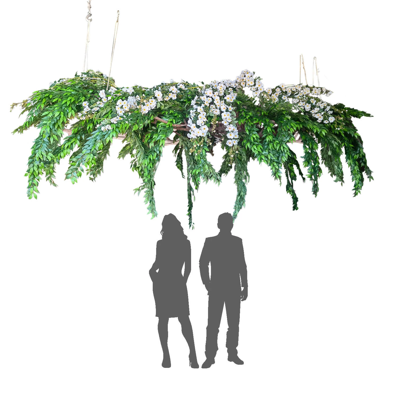 HUGE Greenery Hanging Floral Chandelier (14FT Long) - 45 Interchangeable Branches! - Green W/ White Florals 3 HUGE Greenery Hanging Floral Chandelier (14FT Long) - 45 Interchangeable Branches! - Green W/ White Florals