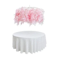 Pink Leaf Hanging Floral Chandelier With White Branches - Interchangeable Branches! - Light Pink