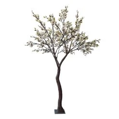 10FT Tall Large Realistic Fake Cherry Blossom Bloom Tree W/ Leaves & 13 Interchangeable Branches - White