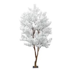 9FT Tall Large Hydrangea Bloom Tree W/ Split Trunk & 21 Interchangeable Branches - White