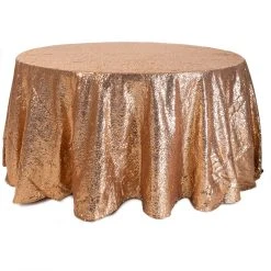 Taupe Round Sequin Tablecloth By Eastern Mills - 126" Round