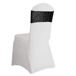 Sequin & Spandex Chair Band By Eastern Mills - Black - 10 Pack