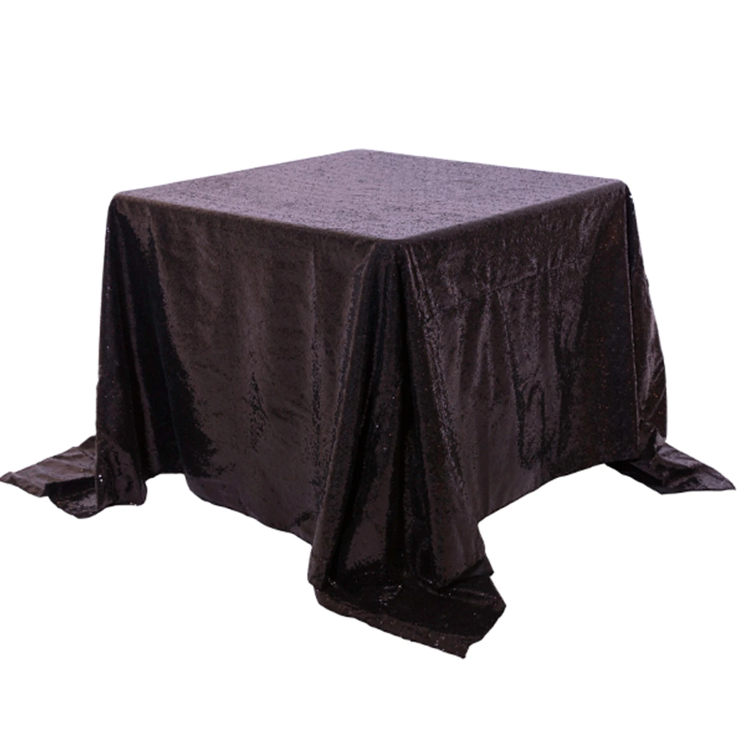 Square 90" X 90" Sequin Tablecloth By Eastern Mills - Premium Quality - Black 3 Square 90" X 90" Sequin Tablecloth By Eastern Mills - Premium Quality - Black