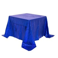 Square 90" X 90" Sequin Tablecloth By Eastern Mills - Premium Quality - Blue