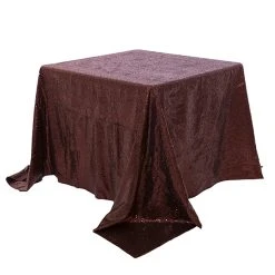 Square 90" X 90" Sequin Tablecloth By Eastern Mills - Premium Quality - Brown