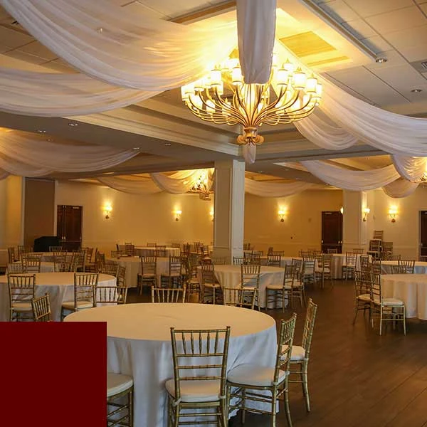 Single Piece - Burgundy Crushed Taffeta Prefabricated Ceiling Drape Panel - Choose Length And Drop! 4 Single Piece - Burgundy Crushed Taffeta Prefabricated Ceiling Drape Panel - Choose Length And Drop! - Image 2