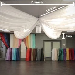 Single Piece - Soft Pink/Blush Sheer Prefabricated Ceiling Drape Panel - Choose Length And Drop! -Event Decoration Sales Shop ceiling drape illustration 41