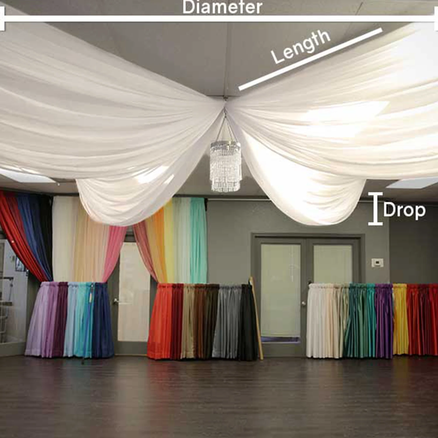 4 Panel Kit - Prefabricated Ceiling Drape Kit - 20ft Diameter - Select Drop, Fabric Kind, And Color! Option For All Attachments! 5 4 Panel Kit - Prefabricated Ceiling Drape Kit - 20ft Diameter - Select Drop, Fabric Kind, And Color! Option For All Attachments! - Image 3