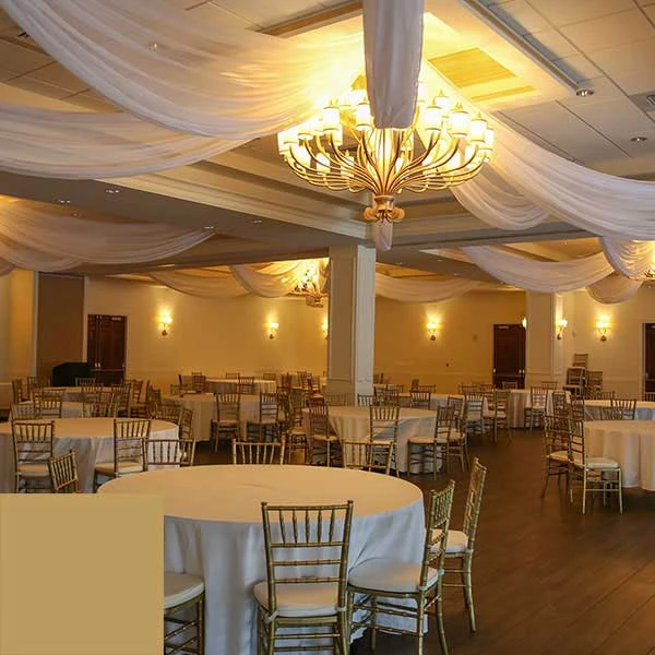 Single Piece - Dark Gold Taffeta Prefabricated Ceiling Drape Panel - Choose Length And Drop! 4 Single Piece - Dark Gold Taffeta Prefabricated Ceiling Drape Panel - Choose Length And Drop! - Image 2