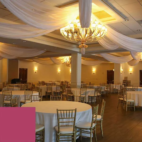 Single Piece - Fuchsia Crushed Taffeta Prefabricated Ceiling Drape Panel - Choose Length And Drop! 4 Single Piece - Fuchsia Crushed Taffeta Prefabricated Ceiling Drape Panel - Choose Length And Drop! - Image 2