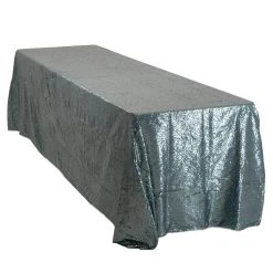 Rectangle 90" X 156" Sequin Tablecloth By Eastern Mills - Premium Quality - Grey Blue