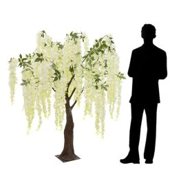 5FT Flowing Wisteria Tree W/ Leaves - Grand Centerpiece Or Floor Tree - 9 Interchangeable Branches - Ivory