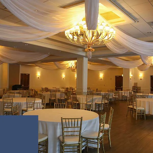 Single Piece - Navy Blue Sheer Prefabricated Ceiling Drape Panel - Choose Length And Drop! 4 Single Piece - Navy Blue Sheer Prefabricated Ceiling Drape Panel - Choose Length And Drop! - Image 2