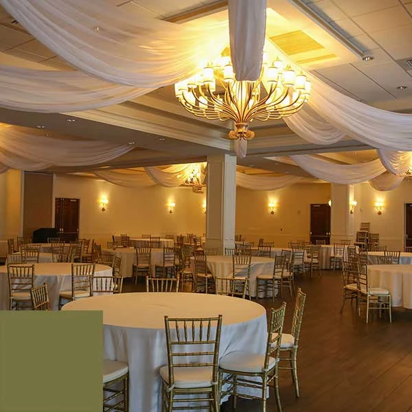 Single Piece - Olive Taffeta Prefabricated Ceiling Drape Panel - Choose Length And Drop! 4 Single Piece - Olive Taffeta Prefabricated Ceiling Drape Panel - Choose Length And Drop! - Image 2