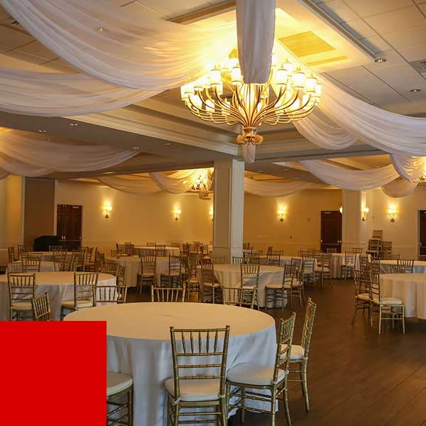 Single Piece - Red Crushed Taffeta Prefabricated Ceiling Drape Panel - Choose Length And Drop! 4 Single Piece - Red Crushed Taffeta Prefabricated Ceiling Drape Panel - Choose Length And Drop! - Image 2