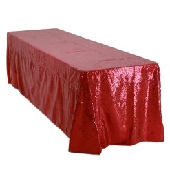 Rectangle 90" X 156" Sequin Tablecloth By Eastern Mills - Premium Quality - Red