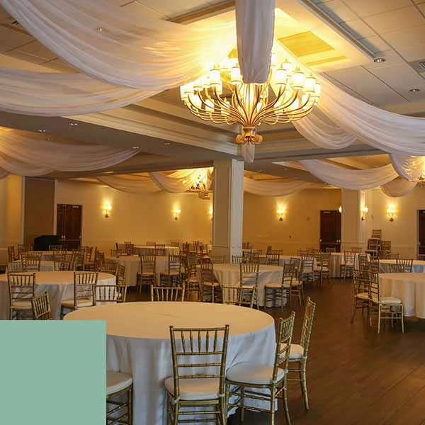 Single Piece - Seafoam Green Sheer Prefabricated Ceiling Drape Panel - Choose Length And Drop! 4 Single Piece - Seafoam Green Sheer Prefabricated Ceiling Drape Panel - Choose Length And Drop! - Image 2