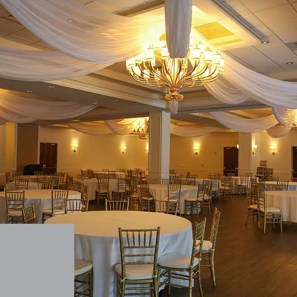 Single Piece - Silver Taffeta Prefabricated Ceiling Drape Panel - Choose Length And Drop! 4 Single Piece - Silver Taffeta Prefabricated Ceiling Drape Panel - Choose Length And Drop! - Image 2