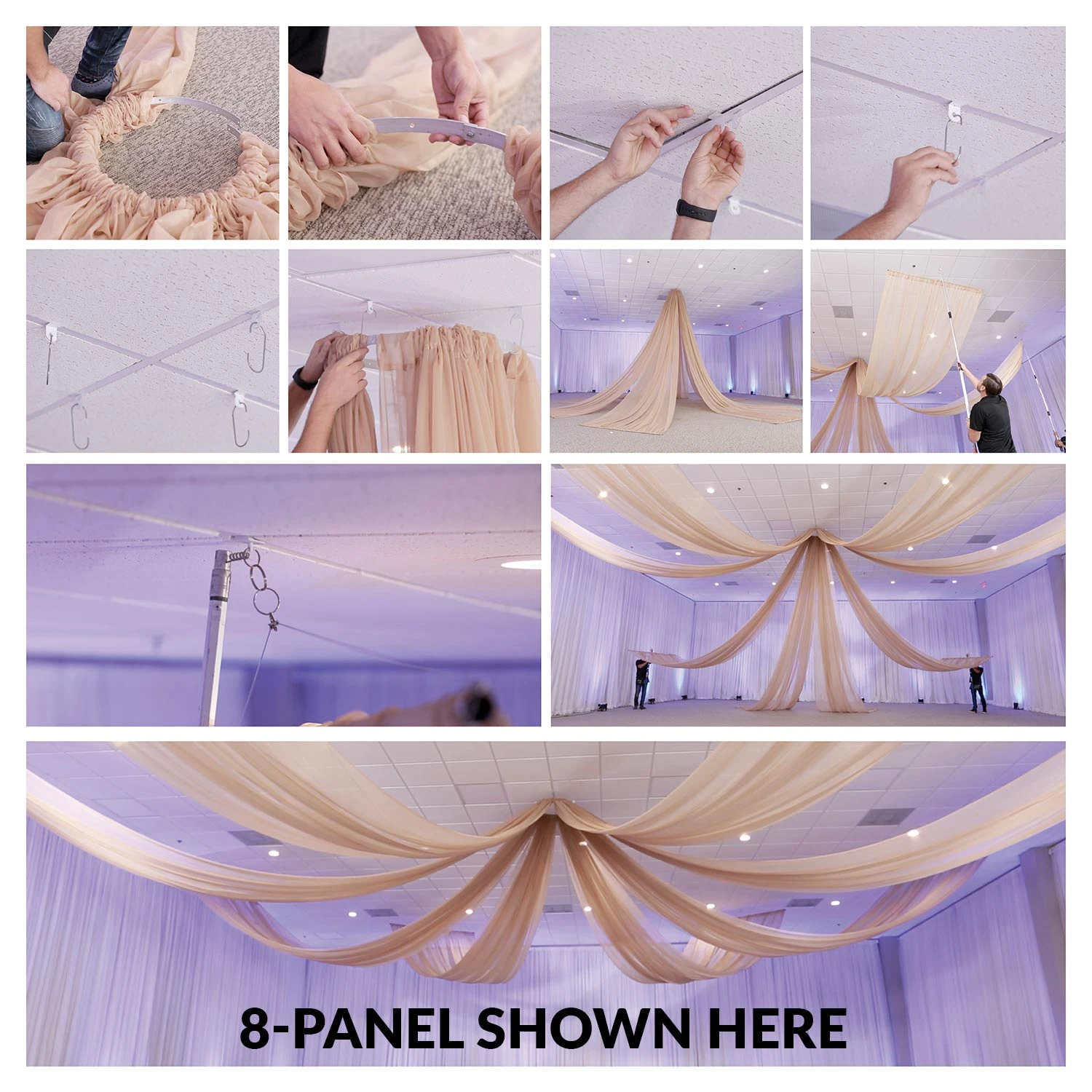 6-Panel 18ft Starburst Ceiling Draping Kit (38 Feet Wide) 8 6-Panel 18ft Starburst Ceiling Draping Kit (38 Feet Wide) - Image 6