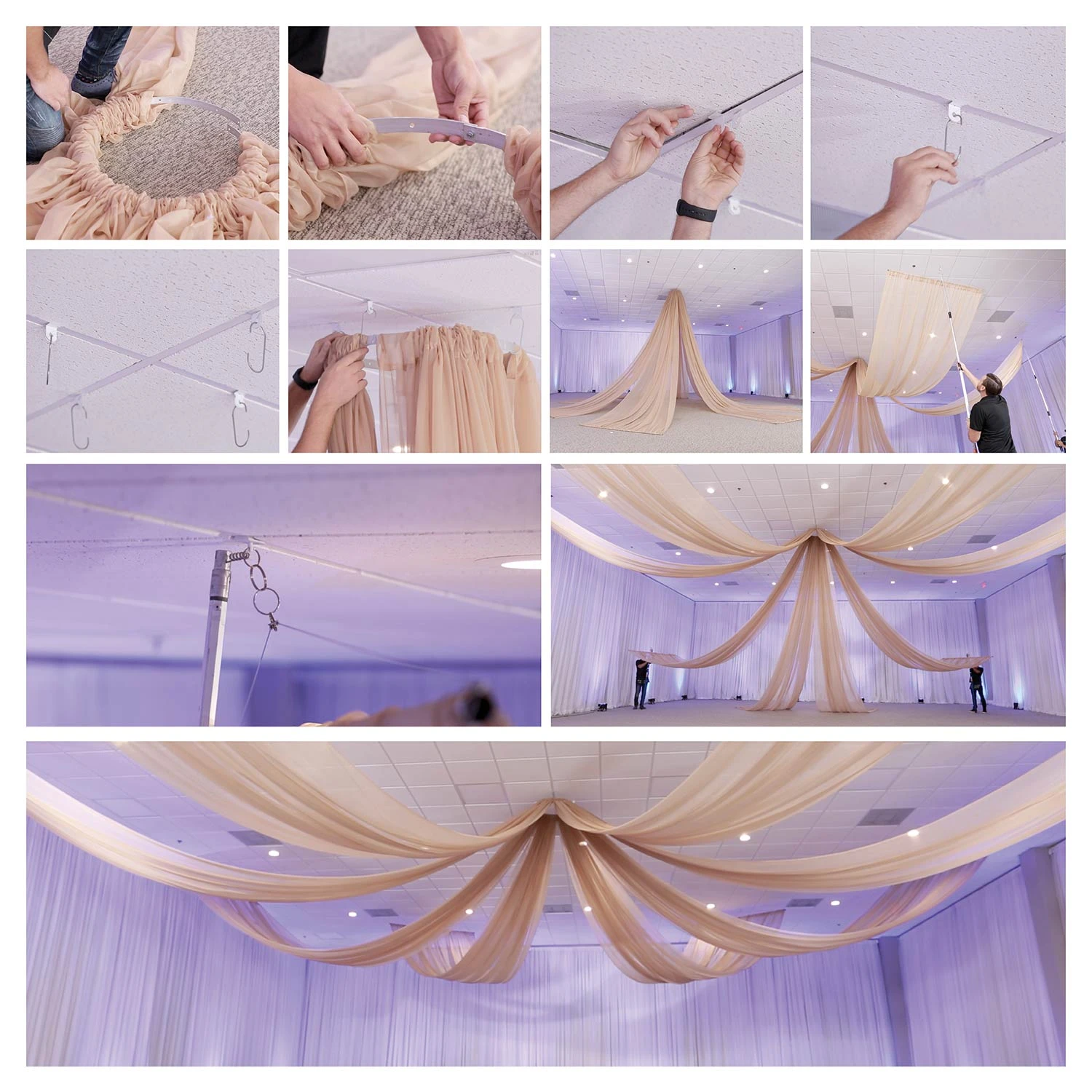 4-Panel 10ft Starburst Ceiling Draping Kit (22 Feet Wide) 6 4-Panel 10ft Starburst Ceiling Draping Kit (22 Feet Wide) - Image 4