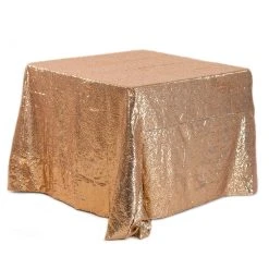 Square 90" X 90" Sequin Tablecloth By Eastern Mills - Premium Quality - Taupe