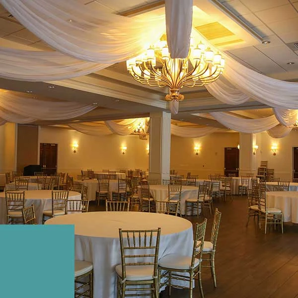 Single Piece - Teal Blue Sheer Prefabricated Ceiling Drape Panel - Choose Length And Drop! 4 Single Piece - Teal Blue Sheer Prefabricated Ceiling Drape Panel - Choose Length And Drop! - Image 2