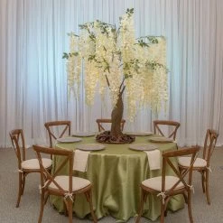 5FT Flowing Wisteria Tree W/ Leaves - Grand Centerpiece Or Floor Tree - 9 Interchangeable Branches - Ivory -Event Decoration Sales Shop white 6.5ft flowing wisteria tree leaves 5